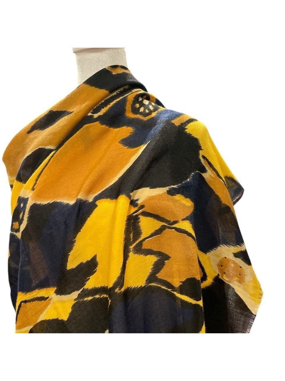 Large wrap 74” x 36” brown/black/yellow 100% viscose